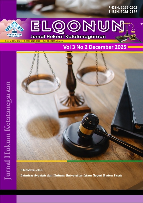					View Vol. 3 No. 2 (2025): ELQONUN: Jurnal Hukum Ketatanegaraan
				