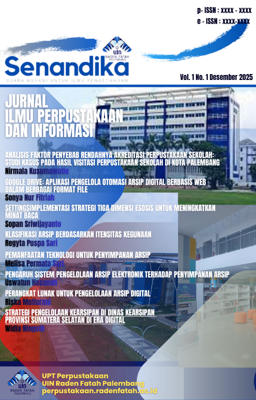 					View Vol. 1 No. 1 (2025): Senandika : Jurnal Ilmu Perpustakaan dan Informasi
				